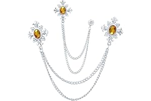 WCRAZYE 2PCS Long Chain Brooch Crystal Tassel Brooch Pin Gem Brooch Fashion Scarf Tie Pins for Women Men Wedding