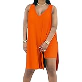 Difanlv Plus Size Women 2 Piece Outfits, Sleeveless Tunic Tops Bodycon Biker Shorts Set, Summer Casual Oversized Tracksuit