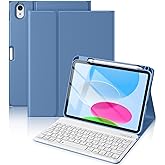Beydoa for iPad 10th Generation Case with Keyboard 10.9 Inch- Magnetic Wireless Keyboard Case with Pencil Holder Stain Proof Folio Cover for iPad (A16) 11th Gen 11 Inch 2025/10th Gen 2022 - Blue