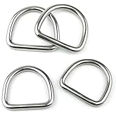 Hamineler 4 Pcs 2 Inch Stainless Steel D Ring, 5/16 Inch thickness Heavy Duty Welded D Ring Solid Metal Rings
