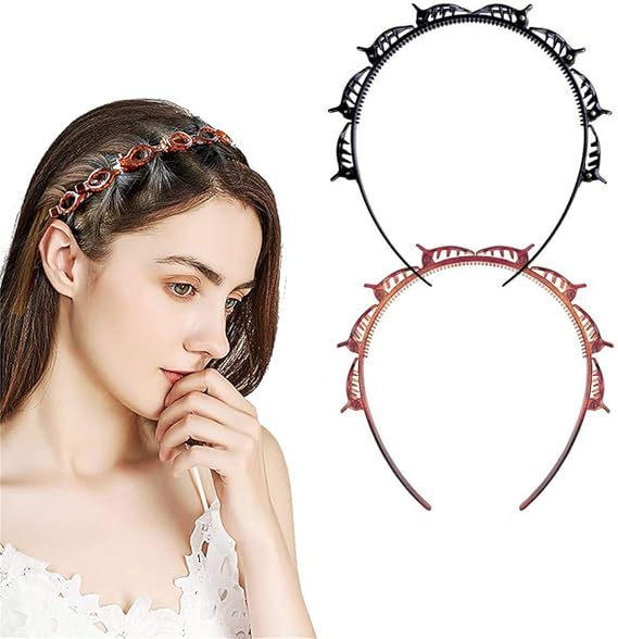 Double Bangs Hairstyle Hairpin, 2pcs Hairpin Headbands, Twist and Clip Headband/Korean Braided