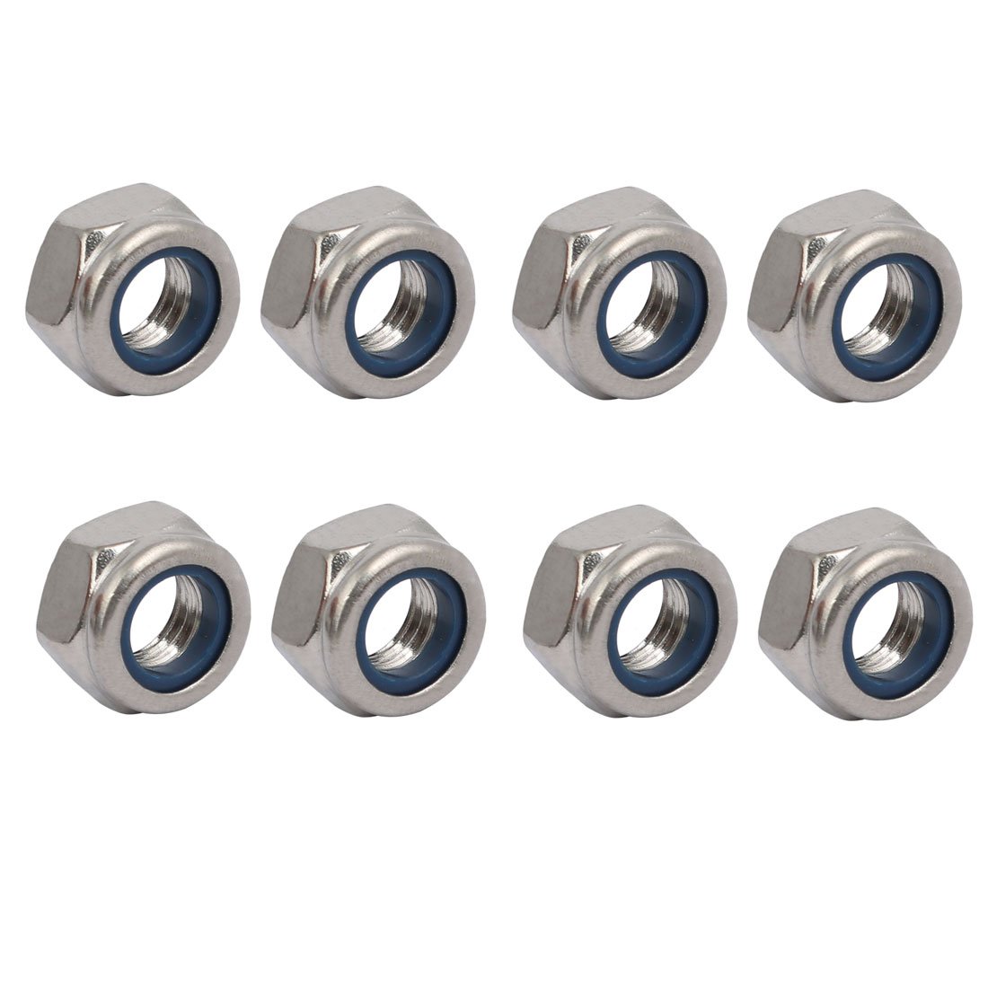 sourcingmap 8pcs M8 x 1.25mm Pitch Metric Thread 304 Stainless Steel Left Hand Lock Nuts