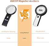 KIBTOY Magnifying Glass with Light and Stand 18 LED Folding Desk Magnifier Black view 3