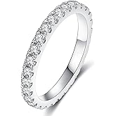 IMOLOVE Lab Grown Diamond Wedding Bands, 0.3-0.42 Carat, Eternity Rings in 18K White Gold & Sterling Silver Size 4-11