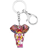 BONSNY Enamel Metal Chain Jungle Elephant Key Chains For Women Car Purse Handbag Charms