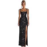 Eightale Sequin Prom Dress for Women Sparkly Mermaid Long Backless Formal Evening Party Gown with Slit