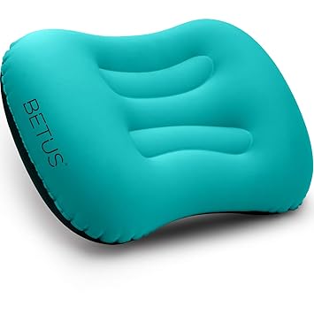 BETUS Dreamer Comfort Ultralight Inflatable Air Pillow - Compressible, Compact, Comfortable, Ergonomic Pillow for Neck & Lumbar Support for Travel Trips, Backpacking and Camping (Turquoise)