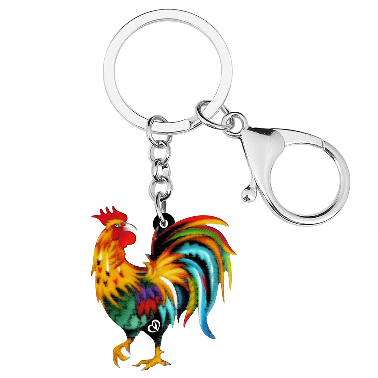BONSNY Acrylic Colorful Rooster Chicken Keychains Key Ring Car Purse Bags Pets Lover Farm Animal Gifts (Yellow)