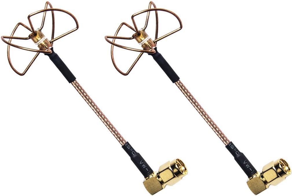 Gotoqomo EC0 5.8Ghz 5DBi Omni-directional 4 Leaf Clover Elbow RP-SMA Male Antenna for FPV Multicopter (2 pcs)