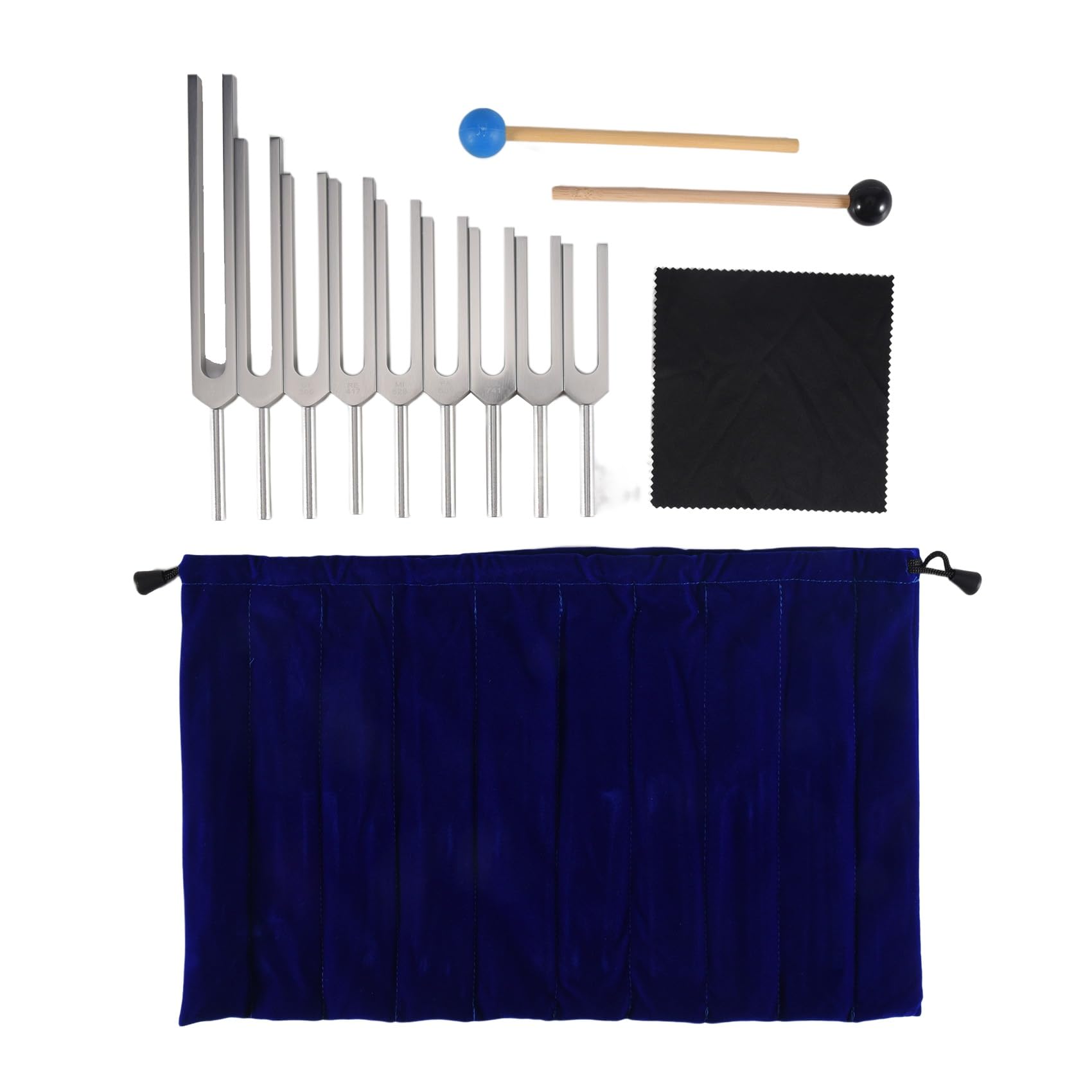 Micvtve Tuning Fork Set - 9 Tuning Forks for Healing Chakra,Sound Therapy,Keep Body,Mind and Spirit in Perfect Harmony- Silver