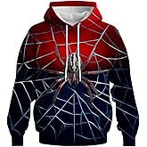 WHNBCW Novelty Long Sleeve Hoodie Funny Spider Graphic Sweatshirts