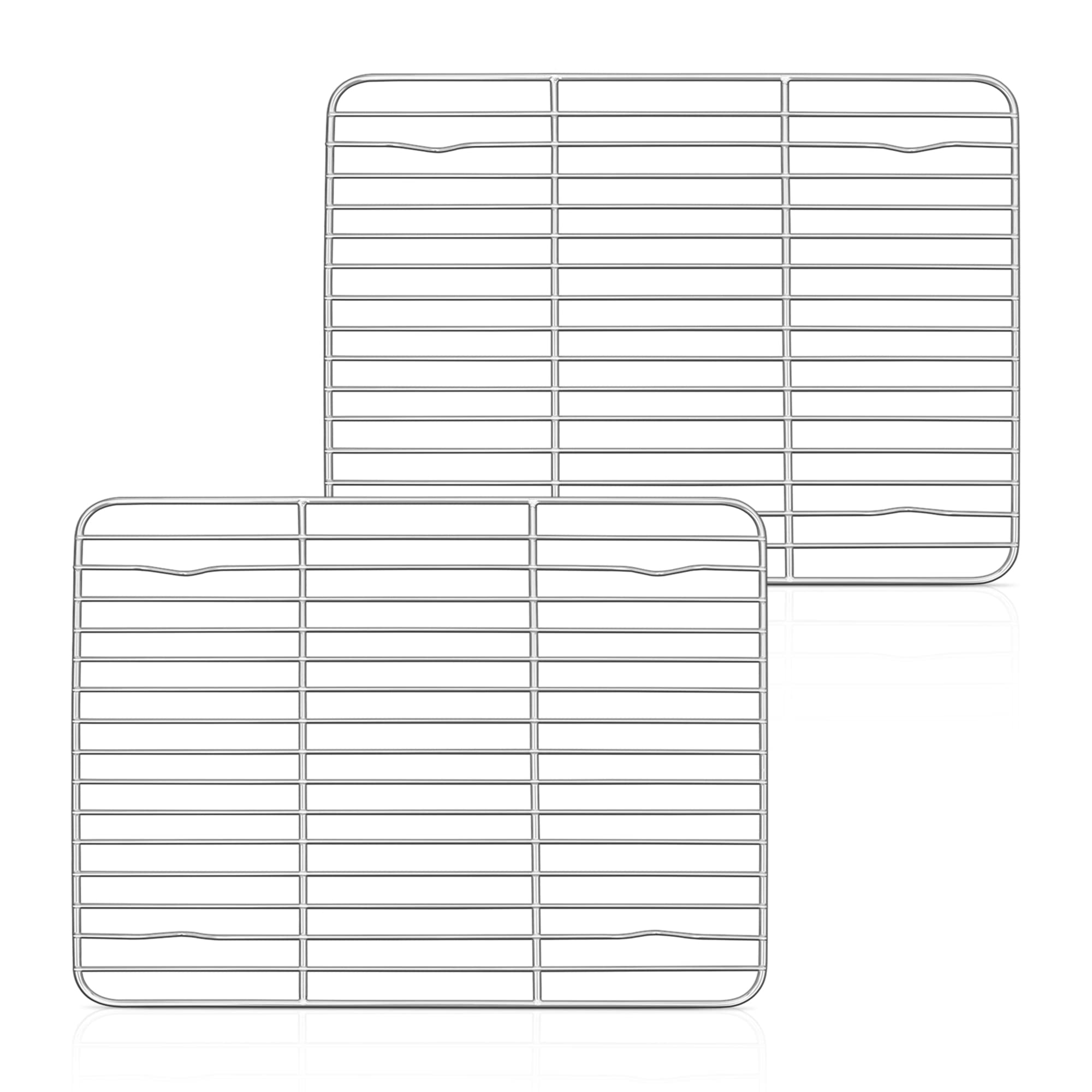 Cooling Rack Set of 2, Herogo Stainless Steel Wire Grill Rack for Baking Roasting Cooling, 29.5 x 23 x 1.5cm, Metal Rectangle Oven Shelf for Cake Cookie Bread, Oven Safe & Dishwasher Safe