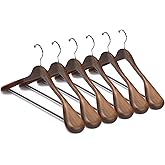 Nature Smile Luxury Wooden Suit Hangers 6 Pack Wood Coat Hangers Jacket Outerwear Shirt Hangers,with Extra-Wide Shoulder, 360 Degree Swivel Hooks & Anti-Slip Bar with Screw(Retro Color)