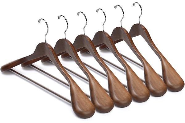 Nature Smile Luxury Wooden Suit Hangers 6 Pack Wood Coat Hangers Jacket Outerwear Shirt Hangers,with Extra-Wide Shoulder, 360