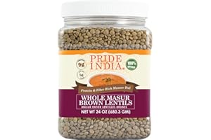 Pride Of India - Indian Whole Brown Crimson Lentils - 1.5 lbs (680 gm) Jar - Healthy Culinary Nutritious Lentils - Rich in Pr