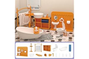 Xugoox Dollhouse Furniture Bathroom Set for Kids Miniature Dollhouse Accessories Doll House Furnishings Little oilet Basin Ba