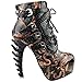 SHOW STORY Punk Black Snake Print Lace Up Buckle Bone Heels Platform Ankle Boots,LF80648