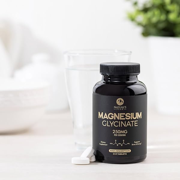 MAGNESIUM GLYCINATE CHELATED FOR MAX ABSORPTION – SUPPORTS BONE, MUSCLE, NERVES & HEART HEALTH, NATURE’S SLEEP AND STRESS SUPPORT, BEST MAGNESIUM SUPPLEMENT PILLS FOR WHOLE BODY SUPPORT – 240 TABLETS