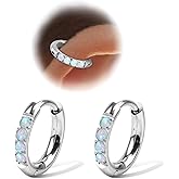 1Pair 316L Surgical Steel Opal Small Hoop Earrings for Women Hypoallergenic Medical Grade Lightweight For Cartilage Helix Daith Tragus Lobe Piercing Jewelry