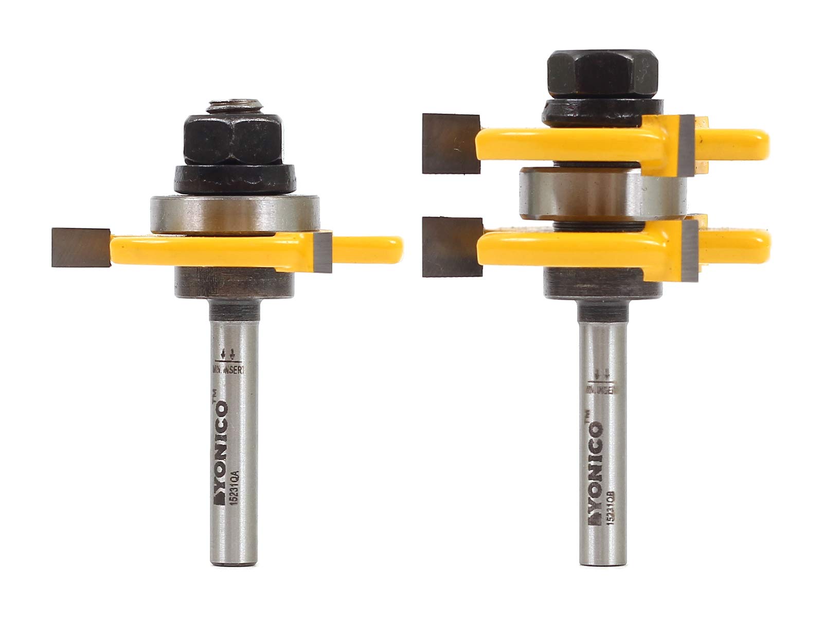 Yonico 15231q 1/4-Inch Plywood 2 Bit Plywood Tongue and Groove Router Bit Set 1/4-Inch Shank