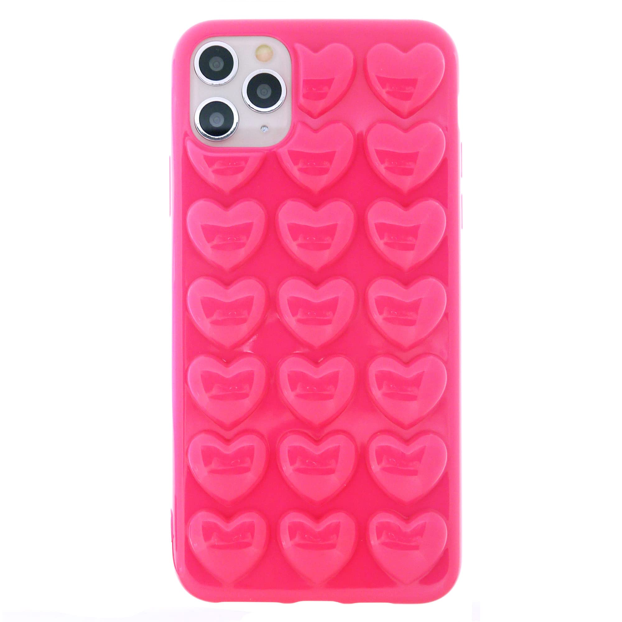 DMaos iPhone 11 Pro Case for Women, 3D Pop Bubble Heart Kawaii Gel Cover, Cute Girly for iPhone11 Pro 5.8 inch - Hot Pink