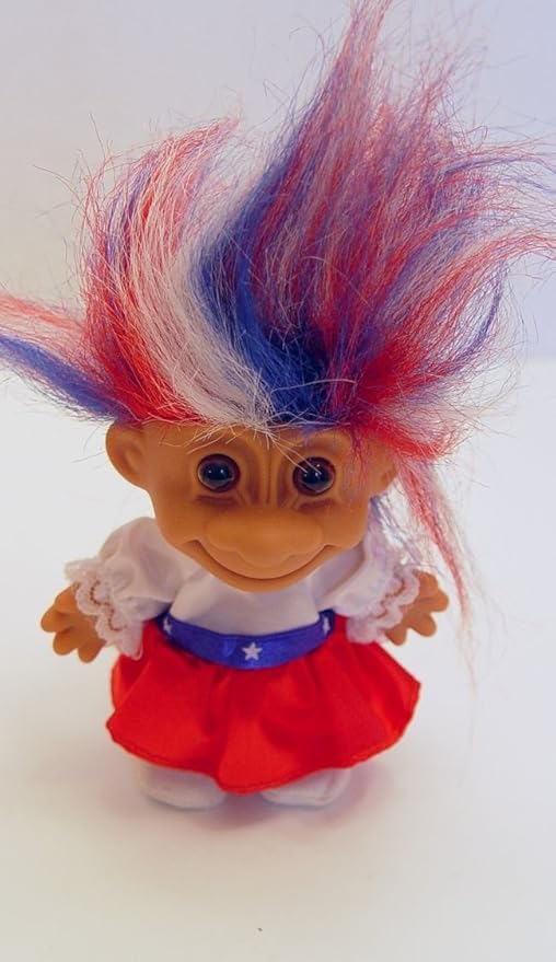 Lucky Russ Red White Blue Haired Patriotic Troll Doll Girl 4 5