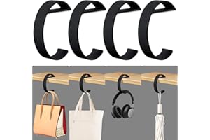 Gelobo 4 PCS Purse Hook for Table Heavy Duty, e-Shape Bag Hanger for Table, Classroom, Office, Travel, Multi-Use Portable Bag Hook for Desk, Headphone, Key, Backpack, Office Table Accessories (Black)
