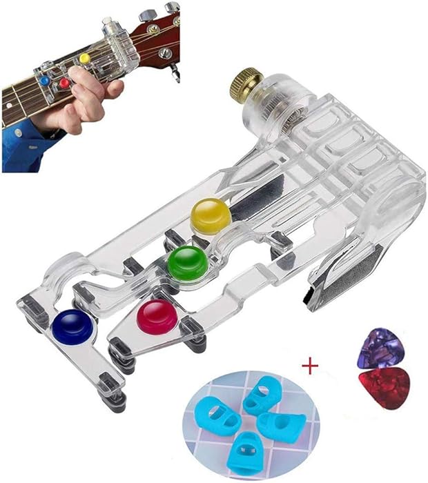 Guitar Beginner One-Key Chord Assisted Learning Tools Classical Chord Guitar Chord Practice Tool for Adults &ChildrenTrainer Beginners(with 4 Finger Protectors+2 Picks)
