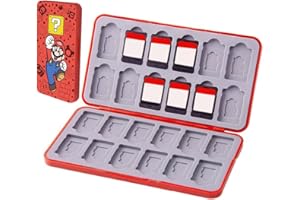 PERFECTSIGHT 24 Switch Game Card Case for Nintendo Switch 2/ OLED / Lite Cute 24 Game Holder Cartridge Case for Game Cards and SD Cards, Kawaii Portable Compact Storage Box, Red M