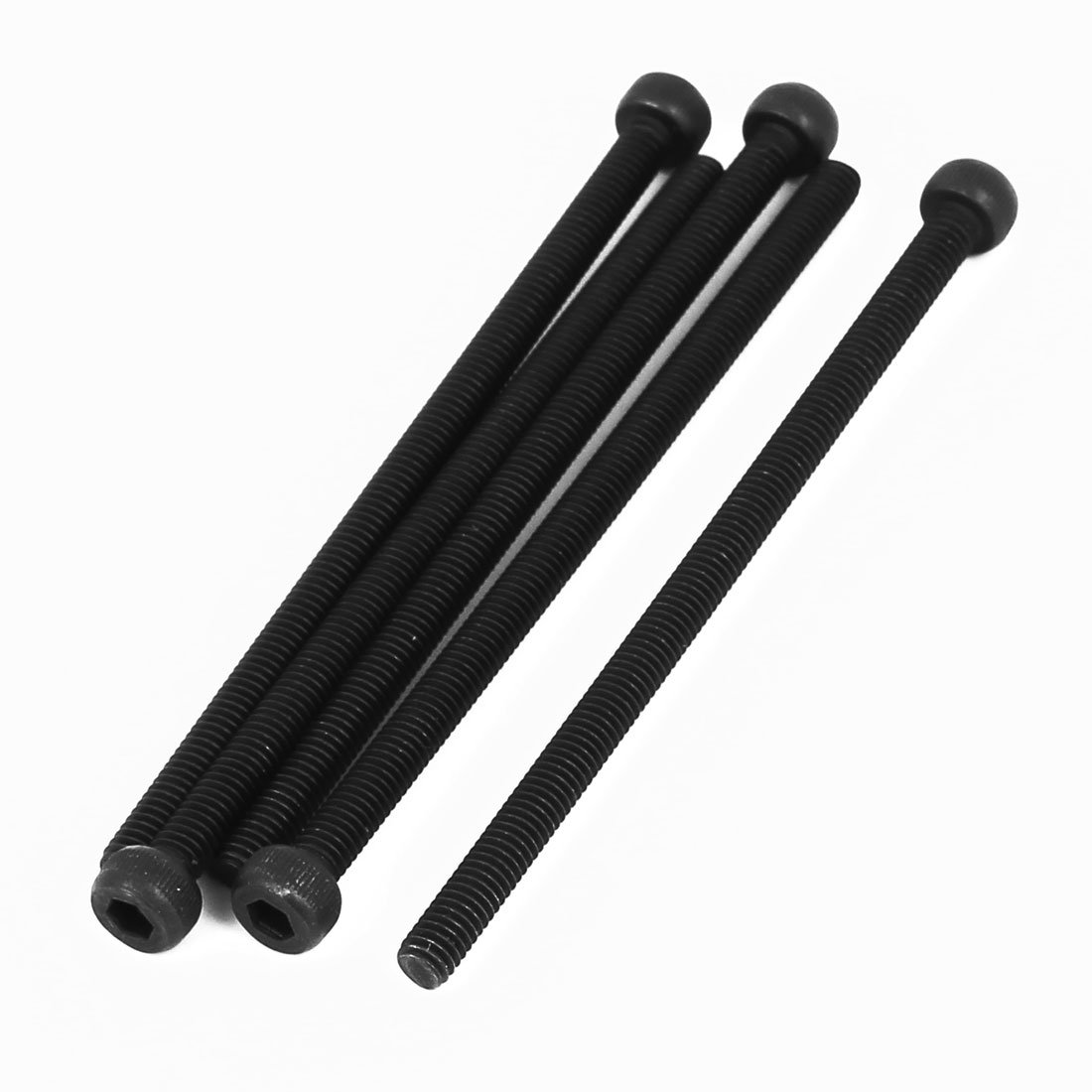 Sourcingmap M4x75mm Fully Thread Hex Socket Head Knurled Cap Screw Bolt Black 5pcs