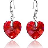 Austrian Crystal Heart Dangle Hook Earrings for Women Drop Earrings 14K Gold Plated Hypoallergenic Jewelry