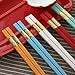 Douzino 5 Pairs Fiberglass Reusable Chopsticks Non-slip Dishwasher Safe Chopsticks Set with Gift Case