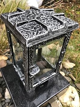 Grablampe mit Sockel Moll Grablaterne inklusive Granitsockel Friedhoflampe Friedhofslaterne 13cm x 12,5cm x 22cm