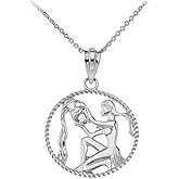 Astrology Jewelry Sterling Silver Zodiac Sign Horoscope Constellation Round Rope Charm Necklace