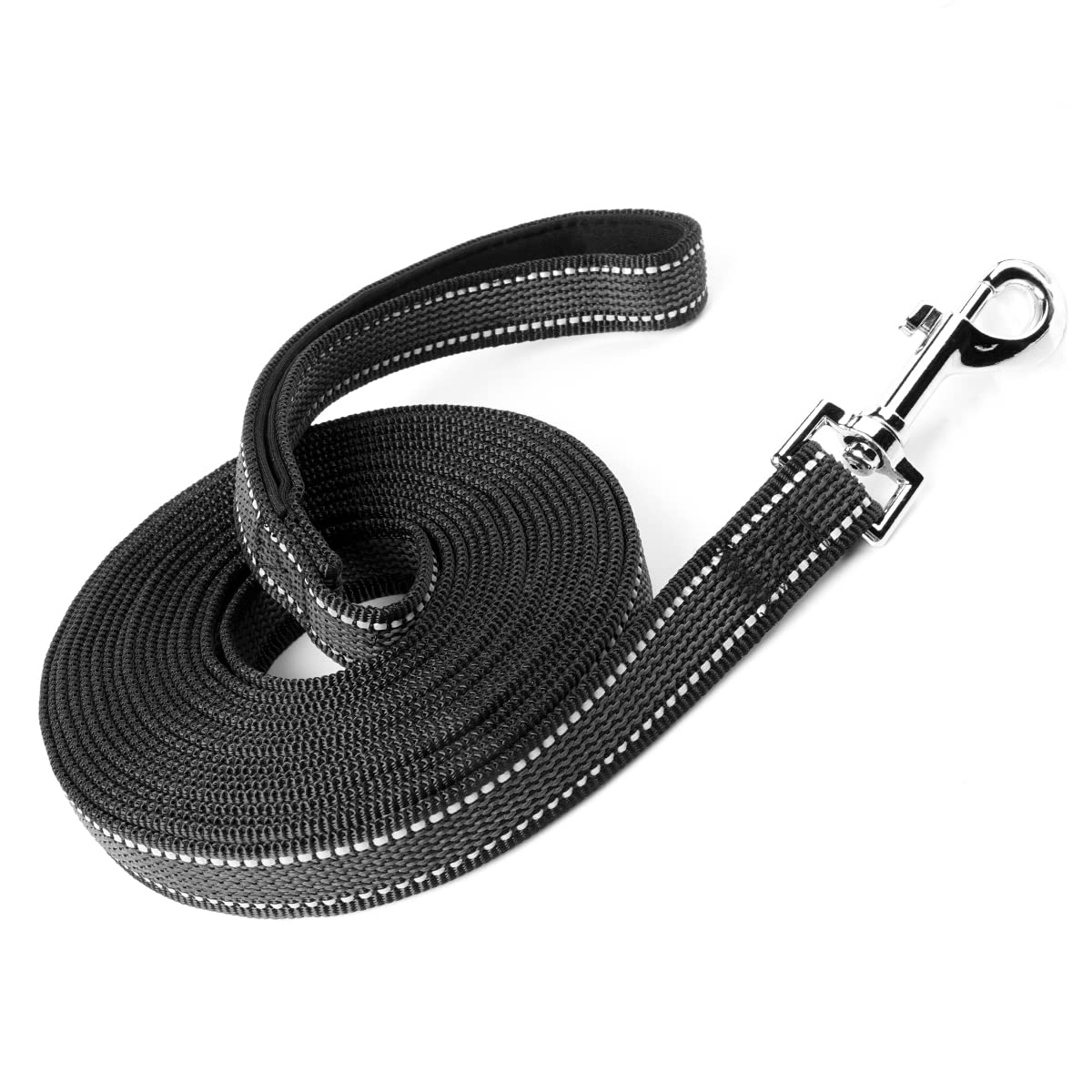 Hwanjia Dog Training Lead Leash 5m/16ft Long Line Dog Lead Non-Slip Long Lead with Soft Padded Handle for Large Medium and Small Dogs Running Play Pet Training Recall Obedience and Tracking (Black)
