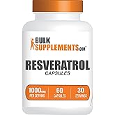 BulkSupplements.com Resveratrol Capsules - Resveratrol Supplement, Polygonum Cuspidatum, Resveratrol 1000mg - Antioxidants Supplement, Resveratrol Pills - 2 Capsules per Serving, 60 Capsules