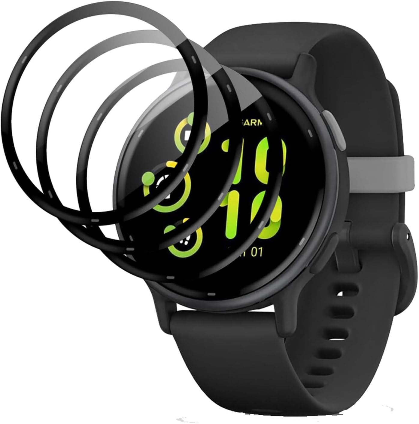 KUSINHOKA [3 Pack] Screen Protector for Garmin vivoactive 6/Garmin Vivoactive 5，3D Curved Full Coverage PET Anti Scratch,High Transparency,Anti fingerprint,Bubble Free Flexible Protector,Black