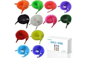 60 Pcs Magic Worm Toys Twisty Fuzzy Worms on String Wiggly Twisty Fuzzy Worm Toys for Kids，12 Colors