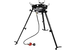 Eastman Outdoors 90411 Portable Kahuna Burner with XL Pot and Wok Brackets with Adjustable and Removable Legs, Black, Pack of 1