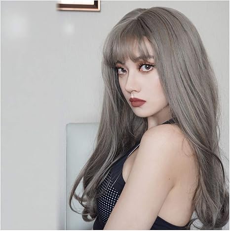 Amazon Co Jp 女性の高冷たい熟女 長い髪 ストレートの髪 フルバン フルヘッドかつら カール 染め トリミング 快適で通気性 茶色 ホーム キッチン