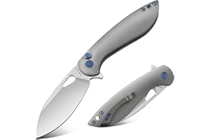 FINTISO Pocket Knife, 3.1" Premium 14C28N Blade Folding Knife with Button Lock, EDC Knife with Aircraft-grade Aluminum Alloy Handle for Camping, Hunting, Survival, Best Gift for Men Women-COBRA series
