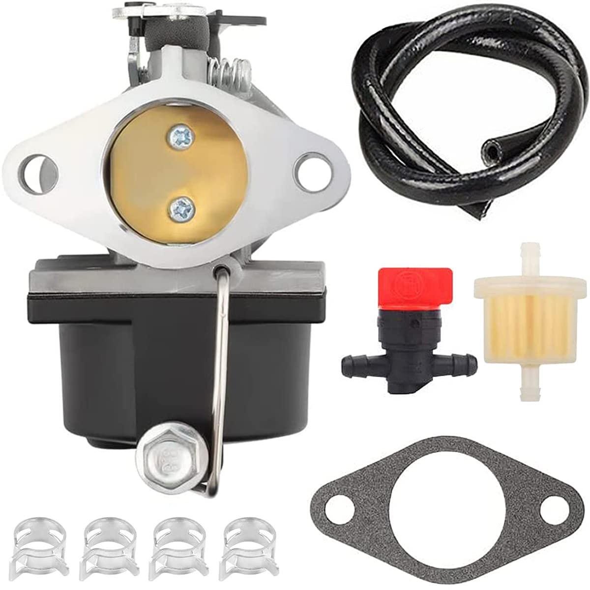 ZAMDOE Carburetor Kit for Tecumseh 640065A 640065 OV358EA OVH135 OHV110 OHV115 OHV120 OHV125 OHV130 50-654 13-15HP Engine Lawn Mower, with Gasket Fuel Line
