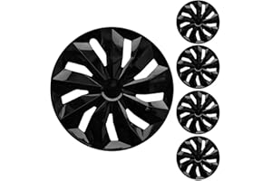 YOLOCKEY 15 inch Black Wheel Rim Cover Hubcaps Replacement R15 Hub Caps Snap On Universal Wheel Rim Cover ABS Exterior Accessories for Car Trunk SUV Set of 4