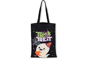 ATFUNSHOP Trick or Treat Bags Halloween Bags 15.7'' Ghost Canvas Reusable Large Tote Bucket for Kids