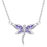 AOBOCO Dragonfly Necklace Sterling Silver Crystal BirthstoneDragonfly Jewelry Gifts