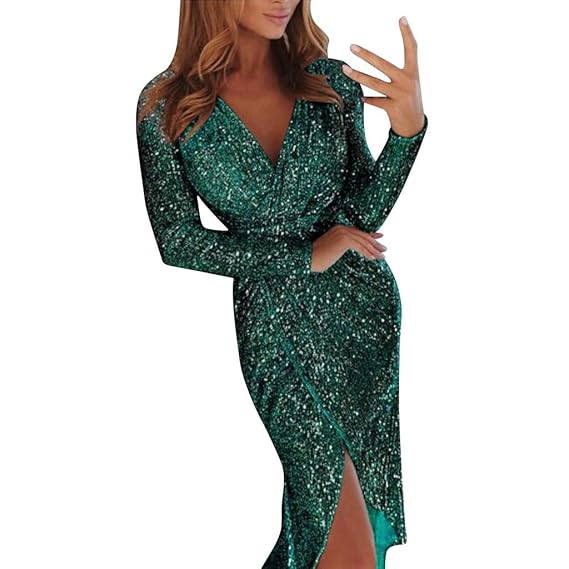 midi sequin dress with sleeves