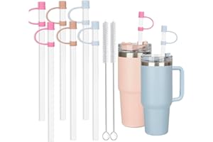 JETSTOP 6 Straws with Cover Cap for Stanley 40oz Tumbler Replacement, Reusable Straw with Stopper Tips, Perfect for Stanley Cup with Handle H2.0, 14, 20, 30, 40oz Accessories
