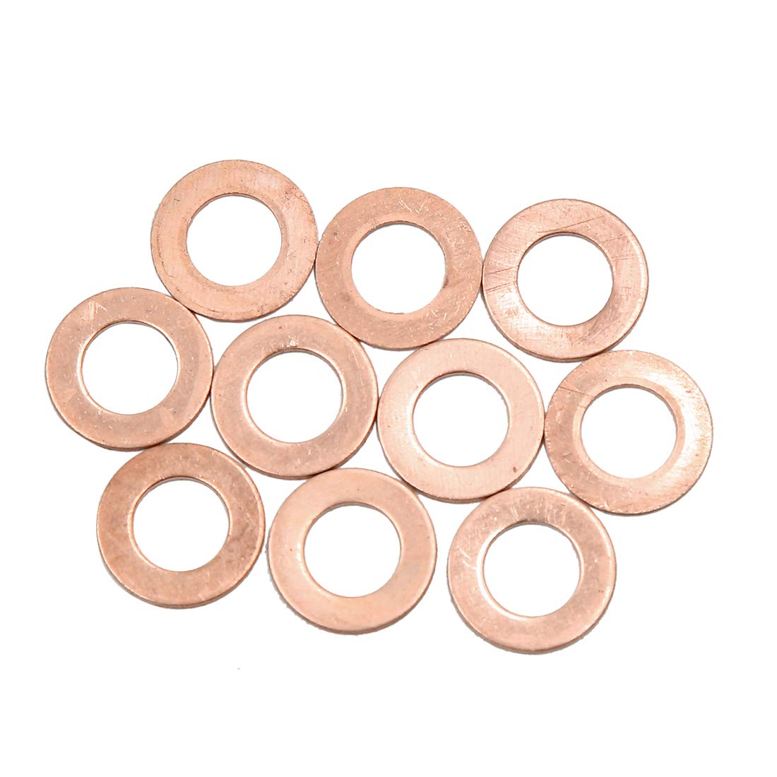 Photo 1 of X AUTOHAUX 10pcs 8mm Inner Dia Copper Washers Flat Sealing Gaskets Ring for Car