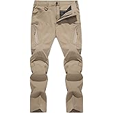 TACVASEN Men's Lightweight Hiking Tactical Pants Waterproof Quick Dry Cargo Work Rain Outdoor Pants 8 Pockets