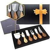 Premium 6-Piece Cheese Knife Set,Complete Stainless Steel Cheese Knives Collection (Acacia Wood Handle)-Charcuterie Boards Ac
